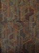 Photo4: M0131U Used Japanese womenPale Brownish Brown KOMON dyed / Synthetic. Chinese flower, Emboss processing(not Chirimen crape)  (Grade A) (4)