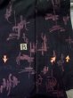 Photo15: M0131Y Used Japanese women  Black KOMON dyed / Silk. Abstract pattern   (Grade D) (15)