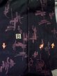 Photo15: M0131Y Used Japanese women  Black KOMON dyed / Silk. Abstract pattern   (Grade D) (15)