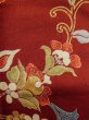 Photo6: M0131Z Used Japanese women  Red KOMON dyed / Synthetic. Chinese flower, Emboss processing(not Chirimen crape)  (Grade C) (6)