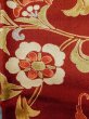 Photo7: M0131Z Used Japanese women  Red KOMON dyed / Synthetic. Chinese flower, Emboss processing(not Chirimen crape)  (Grade C) (7)