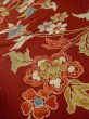 Photo10: M0131Z Used Japanese women  Red KOMON dyed / Synthetic. Chinese flower, Emboss processing(not Chirimen crape)  (Grade C) (10)