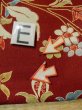 Photo18: M0131Z Used Japanese women  Red KOMON dyed / Synthetic. Chinese flower, Emboss processing(not Chirimen crape)  (Grade C) (18)