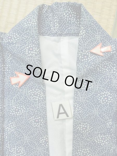 Photo13: M0201A Used Japanese women Pale Blue KOMON dyed / Synthetic. Flower,   (Grade C) (13)