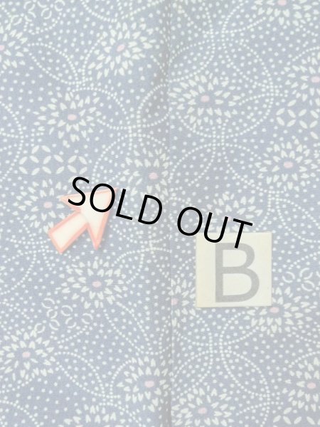 Photo14: M0201A Used Japanese women Pale Blue KOMON dyed / Synthetic. Flower,   (Grade C) (14)