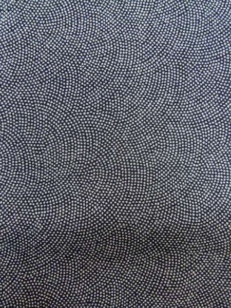 Photo6: M0201B Used Japanese women  Black EDO KOMON pattern dyed / Silk. Wave   (Grade C) (6)