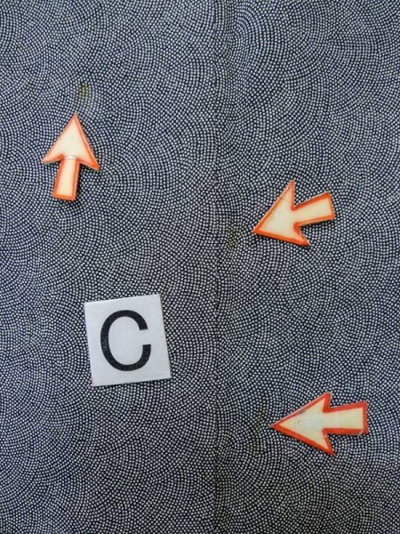 Photo14: M0201B Used Japanese women  Black EDO KOMON pattern dyed / Silk. Wave   (Grade C) (14)