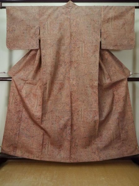 Photo1: Mint M0201C Used Japanese women  Red KOMON dyed / Cotton. Chinz pattern,   (Grade A) (1)