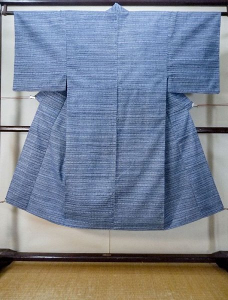 Photo1: M0207C Used Japanese men Pale Blue Men's Yukata / Cotton. Abstract pattern   (Grade C) (1)