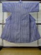 Photo1: M0207G Used Japanese men  Indigo Blue Men's Yukata / Cotton. Stripes tight-fitting sleeves  (Grade B) (1)