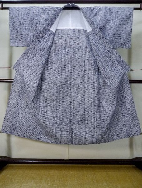 Photo2: M0207J Used Japanese men  Blue Men's Yukata / Cotton. Abstract pattern   (Grade C) (2)