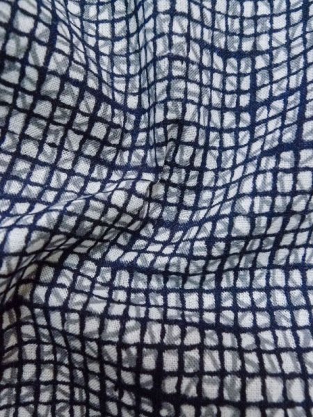 Photo10: M0207J Used Japanese men  Blue Men's Yukata / Cotton. Abstract pattern   (Grade C) (10)