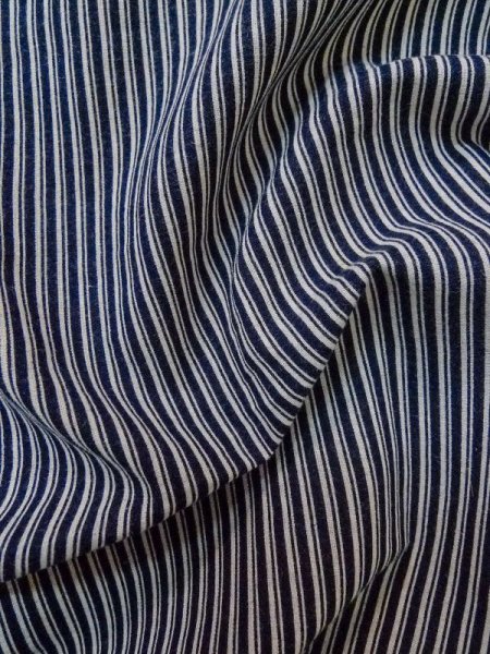 Photo9: M0207M Used Japanese men  Indigo Blue Men's Yukata / Cotton. Stripes   (Grade C) (9)
