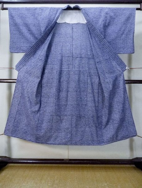 Photo2: M0207N Used Japanese men  Blue Men's Yukata / Cotton. Abstract pattern   (Grade C) (2)