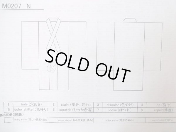 Photo11: M0207N Used Japanese men  Blue Men's Yukata / Cotton. Abstract pattern   (Grade C) (11)