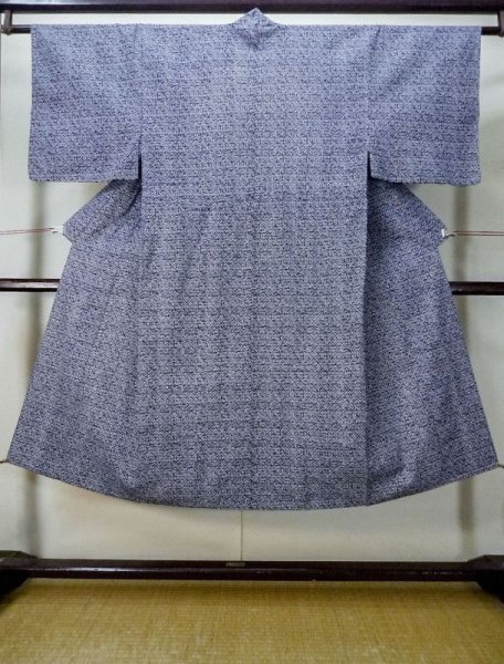 Photo1: M0207O Used Japanese men  Light Blue Men's Yukata / Cotton. Abstract pattern Inside lining is loosed.  (Grade D) (1)