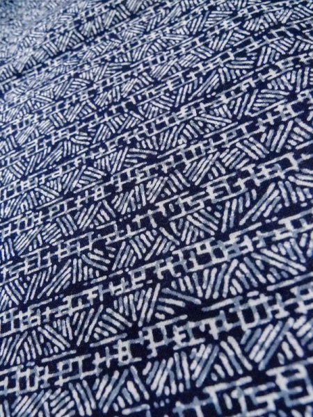 Photo7: M0207O Used Japanese men  Light Blue Men's Yukata / Cotton. Abstract pattern Inside lining is loosed.  (Grade D) (7)