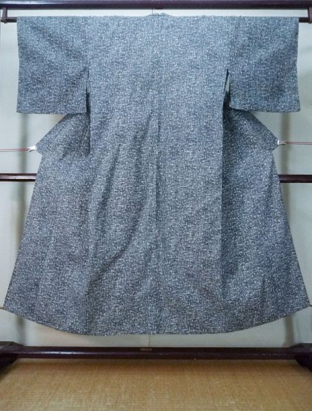 Photo1: M0207P Used Japanese women  Blue YUKATA summer(made in Japan) / Cotton. Abstract pattern   (Grade D) (1)