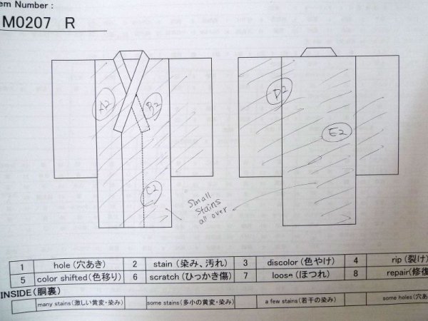 Photo11: M0207R Used Japanese men  Indigo Blue Men's Yukata / Cotton. Abstract pattern   (Grade C) (11)