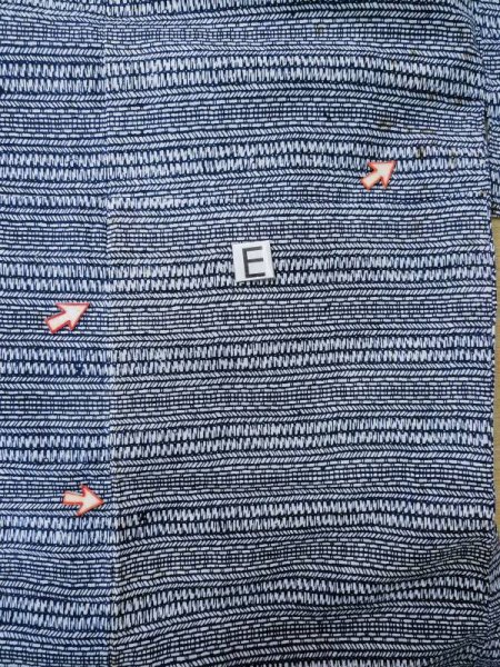 Photo16: M0207R Used Japanese men  Indigo Blue Men's Yukata / Cotton. Abstract pattern   (Grade C) (16)