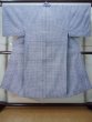 Photo1: M0207T Used Japanese men  Indigo Blue Men's Yukata / Cotton. Plaid Checks   (Grade B) (1)