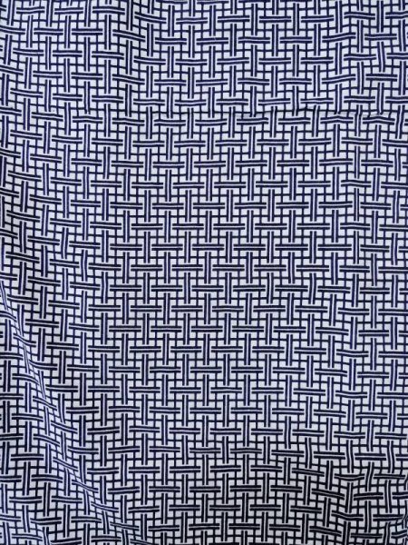 Photo3: M0207T Used Japanese men  Indigo Blue Men's Yukata / Cotton. Plaid Checks   (Grade B) (3)
