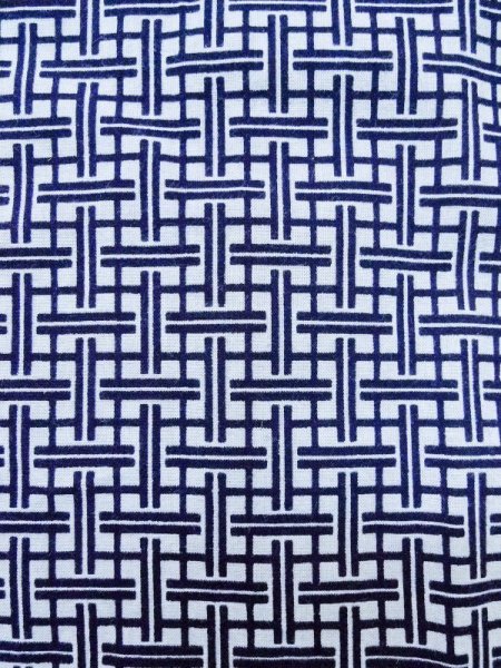 Photo5: M0207T Used Japanese men  Indigo Blue Men's Yukata / Cotton. Plaid Checks   (Grade B) (5)