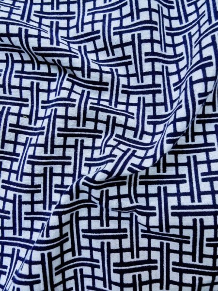 Photo10: M0207T Used Japanese men  Indigo Blue Men's Yukata / Cotton. Plaid Checks   (Grade B) (10)