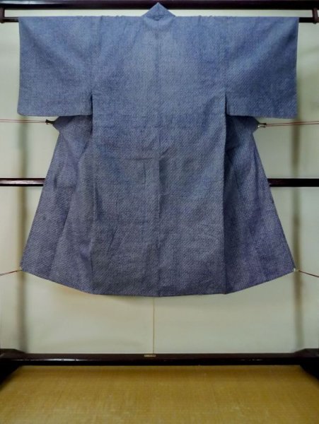 Photo1: M0214A Used Japanese men  Light Blue Men's Yukata / Cotton. Abstract pattern,   (Grade C) (1)