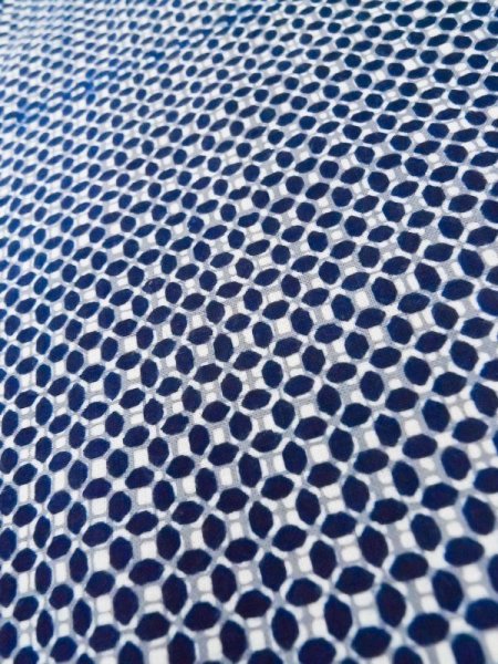 Photo6: M0214C Used Japanese men  Indigo Blue Men's Yukata / Cotton. Abstract pattern tight-fitting sleeves  (Grade C) (6)