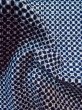 Photo9: M0214C Used Japanese men  Indigo Blue Men's Yukata / Cotton. Abstract pattern tight-fitting sleeves  (Grade C) (9)