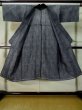 Photo2: M0214E Used Japanese men  Navy Blue Men's Yukata / Synthetic. Abstract pattern tight-fitting sleeves  (Grade C) (2)