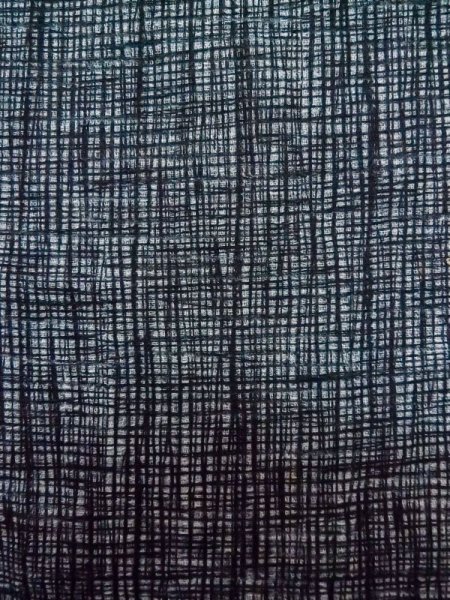 Photo6: M0214E Used Japanese men  Navy Blue Men's Yukata / Synthetic. Abstract pattern tight-fitting sleeves  (Grade C) (6)