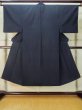 Photo1: M0214F Used Japanese men Dark Navy Blue Men's Kimono / Wool. Geometrical pattern   (Grade D) (1)