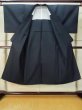 Photo2: M0214F Used Japanese men Dark Navy Blue Men's Kimono / Wool. Geometrical pattern   (Grade D) (2)
