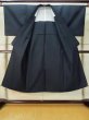 Photo2: M0214F Used Japanese men Dark Navy Blue Men's Kimono / Wool. Geometrical pattern   (Grade D) (2)