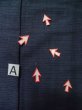 Photo12: M0214F Used Japanese men Dark Navy Blue Men's Kimono / Wool. Geometrical pattern   (Grade D) (12)