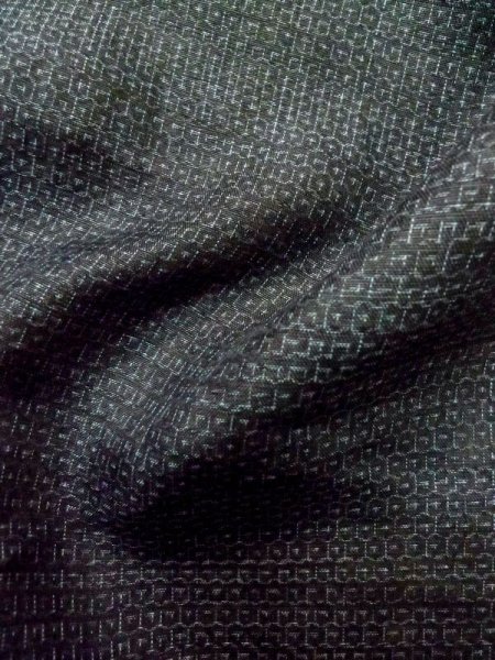 Photo10: Mint M0214I Used Japanese men Brownish Black Men's Kimono / Linen. Tortoise-shell pattern(Hexagonal pattern)   (Grade A) (10)