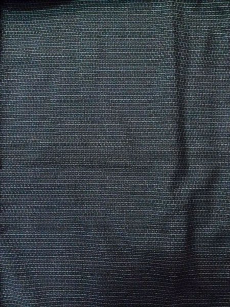 Photo3: M0214N Used Japanese men  Black Men's Kimono / Silk. Geometrical pattern   (Grade D) (3)