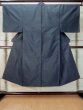 Photo1: Mint M0214P Used Japanese men Dark Blue Men's Kimono / Silk. Geometrical pattern   (Grade A) (1)