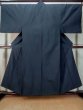 Photo1: Mint M0214W Used Japanese men Dark Blue Men's Kimono / Silk. Geometrical pattern   (Grade A) (1)