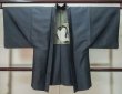 Photo1: Mint M0214Z Used Japanese men Dark Blue Men's Haori / Silk. Tortoise-shell pattern(Hexagonal pattern)   (Grade A) (1)