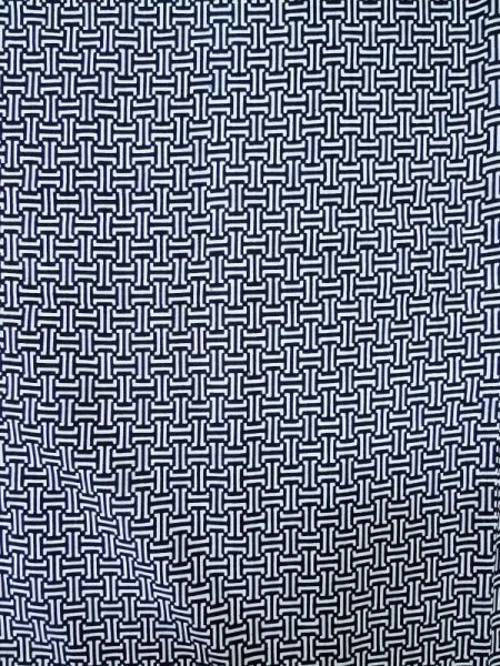 Photo3: M0301D Used Japanese men  Indigo Blue Men's Yukata / Cotton. Geometrical pattern   (Grade B) (3)