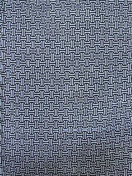 Photo4: M0301D Used Japanese men  Indigo Blue Men's Yukata / Cotton. Geometrical pattern   (Grade B) (4)