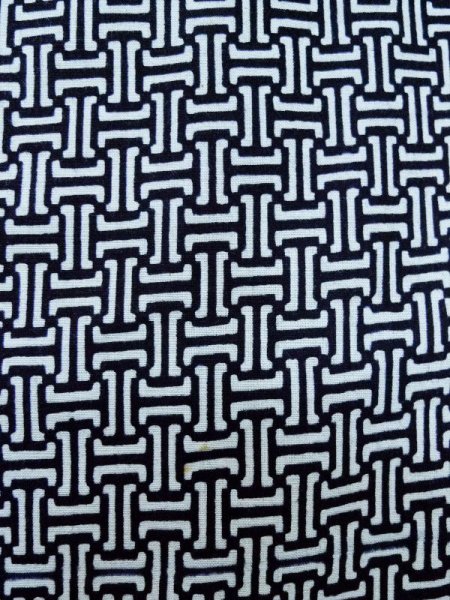 Photo5: M0301D Used Japanese men  Indigo Blue Men's Yukata / Cotton. Geometrical pattern   (Grade B) (5)