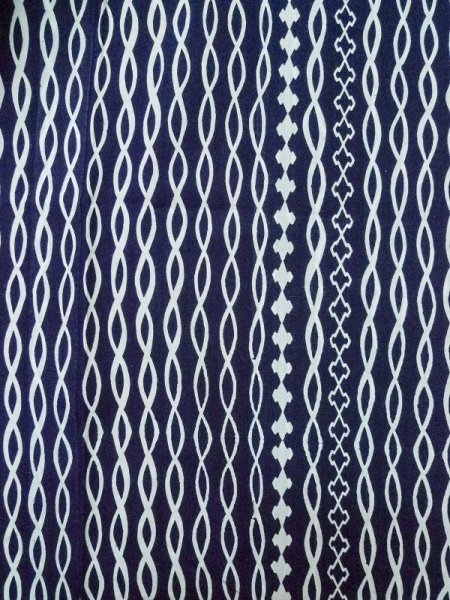 Photo4: M0301E Used Japanese men  Indigo Blue Men's Yukata / Cotton. Abstract pattern   (Grade B) (4)