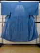 Photo1: M0301I Used Japanese men  Blue Men's Yukata / Synthetic. Abstract pattern   (Grade D) (1)
