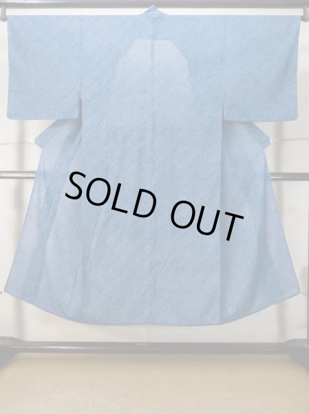 Photo2: M0301I Used Japanese men  Blue Men's Yukata / Synthetic. Abstract pattern   (Grade D) (2)