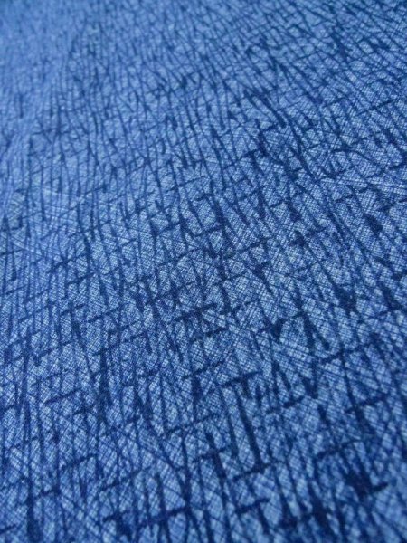 Photo7: M0301I Used Japanese men  Blue Men's Yukata / Synthetic. Abstract pattern   (Grade D) (7)