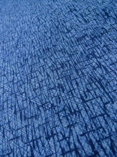 Photo8: M0301I Used Japanese men  Blue Men's Yukata / Synthetic. Abstract pattern   (Grade D) (8)